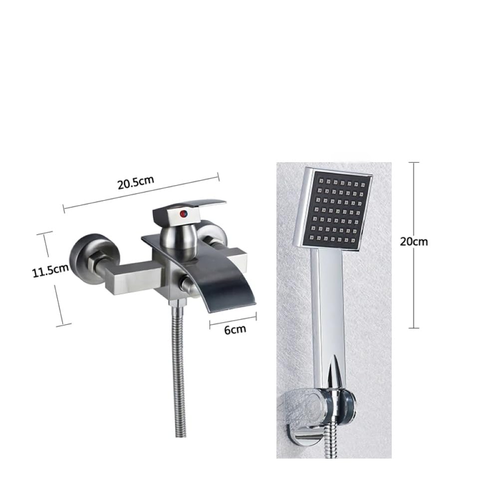 Wannenarmatur Wandmontage mit Handbrause – Badarmatur Wasserhahn für Badewanne, Chrom, Einfache Montage, Modernes Design