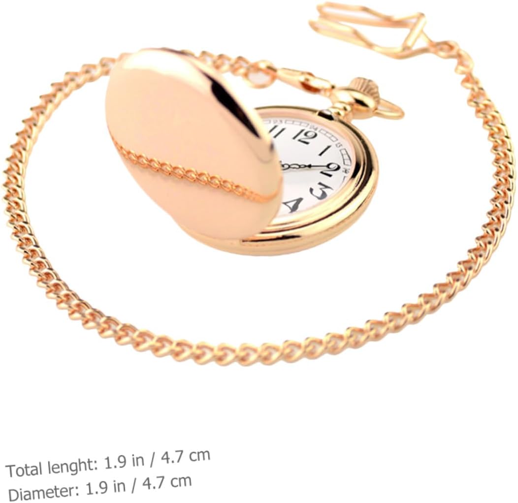 Vintage Double-Sided Polished Clamshell Pocket Watch Retro Mechanical Hanging Timepiece for Men Women Students Rose Gold Alloy Lightweight