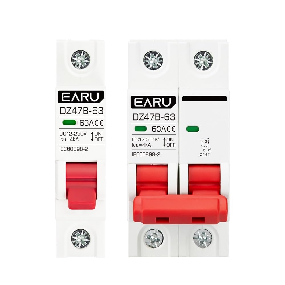 GUOCHENJIE Circuit Breaker DC Isolator 12-48V, Pole & Leakage Protection, Waterproof Circuit Breakers(2P,25A)