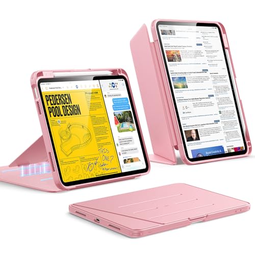 Image of ESR for iPad (A16) 11th Generation Cover, iPad 11th /10th Gen Cover (2025 /2022), Vertical Stand Case, Multi Stand Angles, Ultra-Stable Case with Pencil Holder, Flip Series, Pink