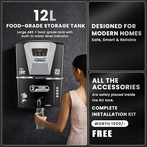 Image of Proven Jupiter RO Water Purifier for Home, 12L | RO+UF+UV with Copper, Zinc & Alkaline, TDS Adjuster, ISI Certified, Borewell & Hard Water.