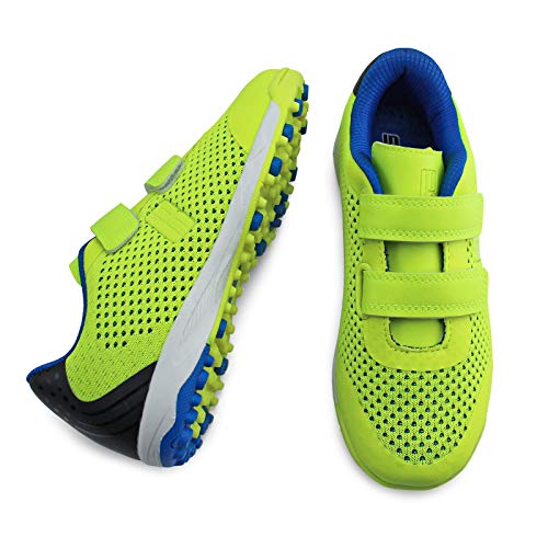 brooman Kids Knit Indoor Soccer Shoes Boys Girls Athletic Football Shoes (3,Lime)