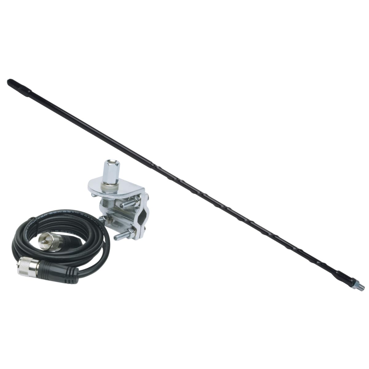 Solarcon 4ft Top Loaded Fiberglass CB Antenna Mirror Mount/Cable 750 Watt Black - Solarcon 214B