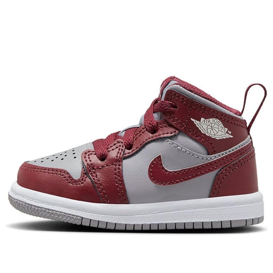 Jordan Toddler Air Jordan 1 Mid Retro Basketball Shoes Cherrywood Red Cement Grey White Sneakers2