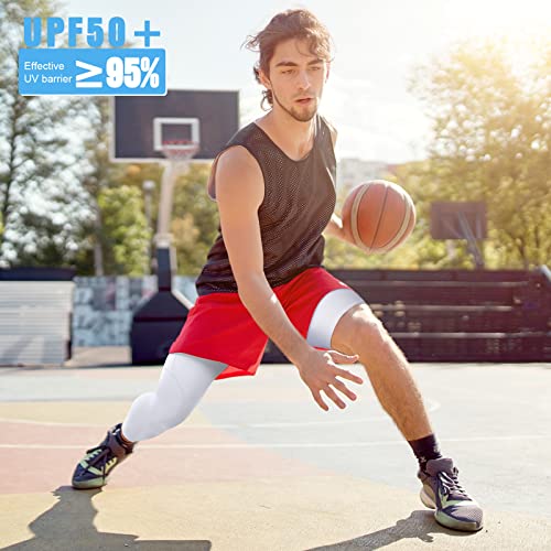 Hercicy 2 Packs Men's 3/4 One Leg Compression Tights Unisex Leggings Athletic Base Layer for Basketball Sports4