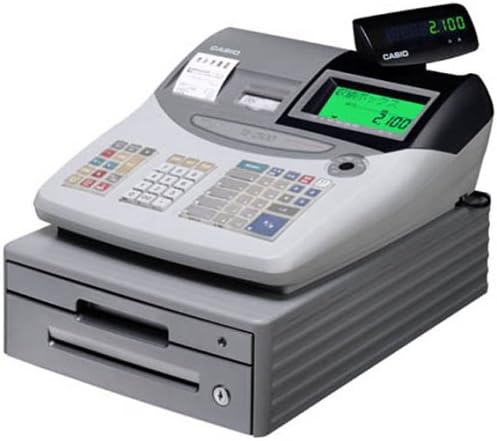 ◆送料無料◆ CASIO 15部門 電子レジスター TE-2100 取扱説明書付 CASIO TE-2100 レジ 取扱説明書 グレー 業務用レジスター 送料無料