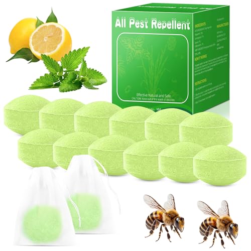 12 Pack Wasp and Bee Repellent Outdoor Natural Peppermint Oil Carpenter Bee Repellent for Yellow Jackets Hornets Mud Wasps Deterrent for Indoor Outdoor Patio Garden Porch Pet and Human Safe Green