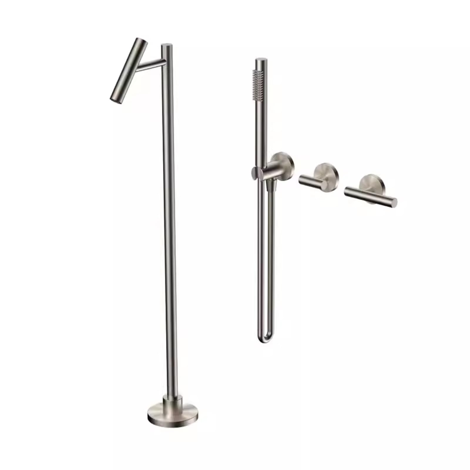 HADECOLL Freestanding Bath Taps Bath Shower Mixer Tap Hot And Cold Concealed Bath Taps Brass Wall Mounted, Brushed Silver,Brushed Silver