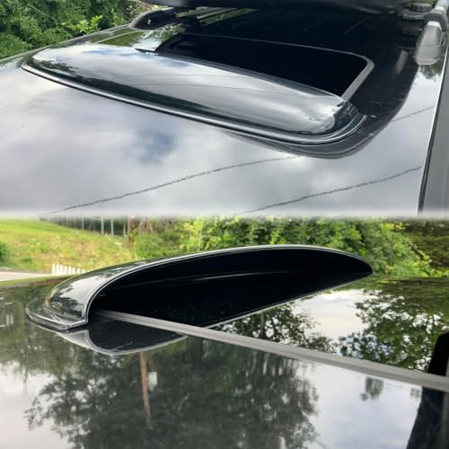 Image of 43inch Universal Shatterproof Sun Rain Guard Rainroof Top Wind Deflector,Tape On Dark Smoke Tint Auto Moonroof Window Visor Fit Sunroof Which Is Not Wider Than 41.8 inch,Rainy Windy Sunny Protection RN110