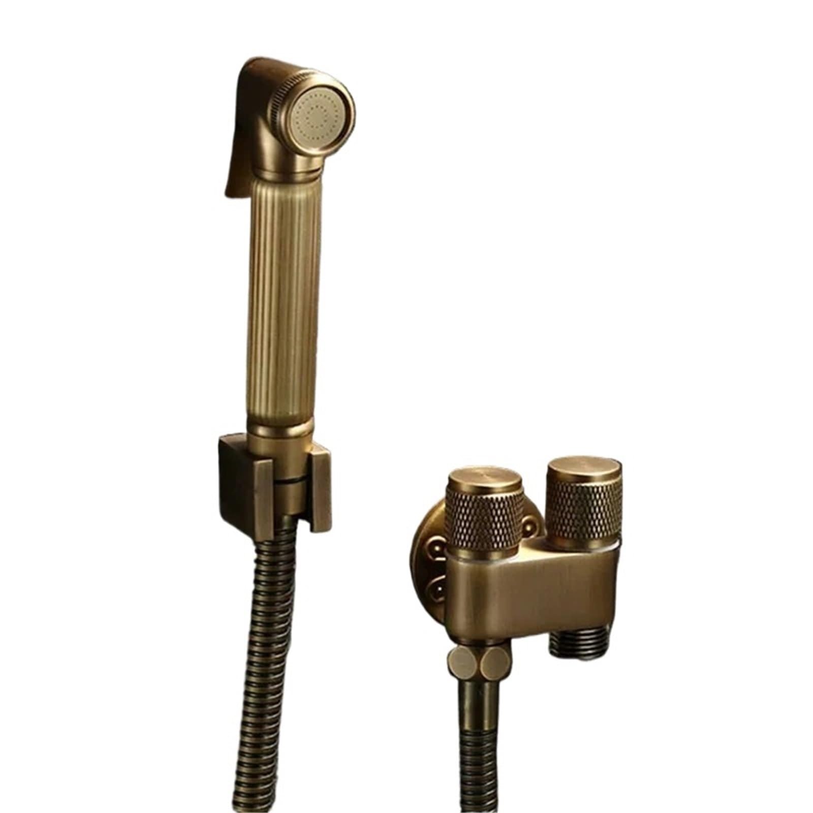ZYCHSJXA Antique Bronze Toilet Bidet Sprayer Set Brass Double Use Faucet Bathroom Shower High Pressure Gun(Set 1)