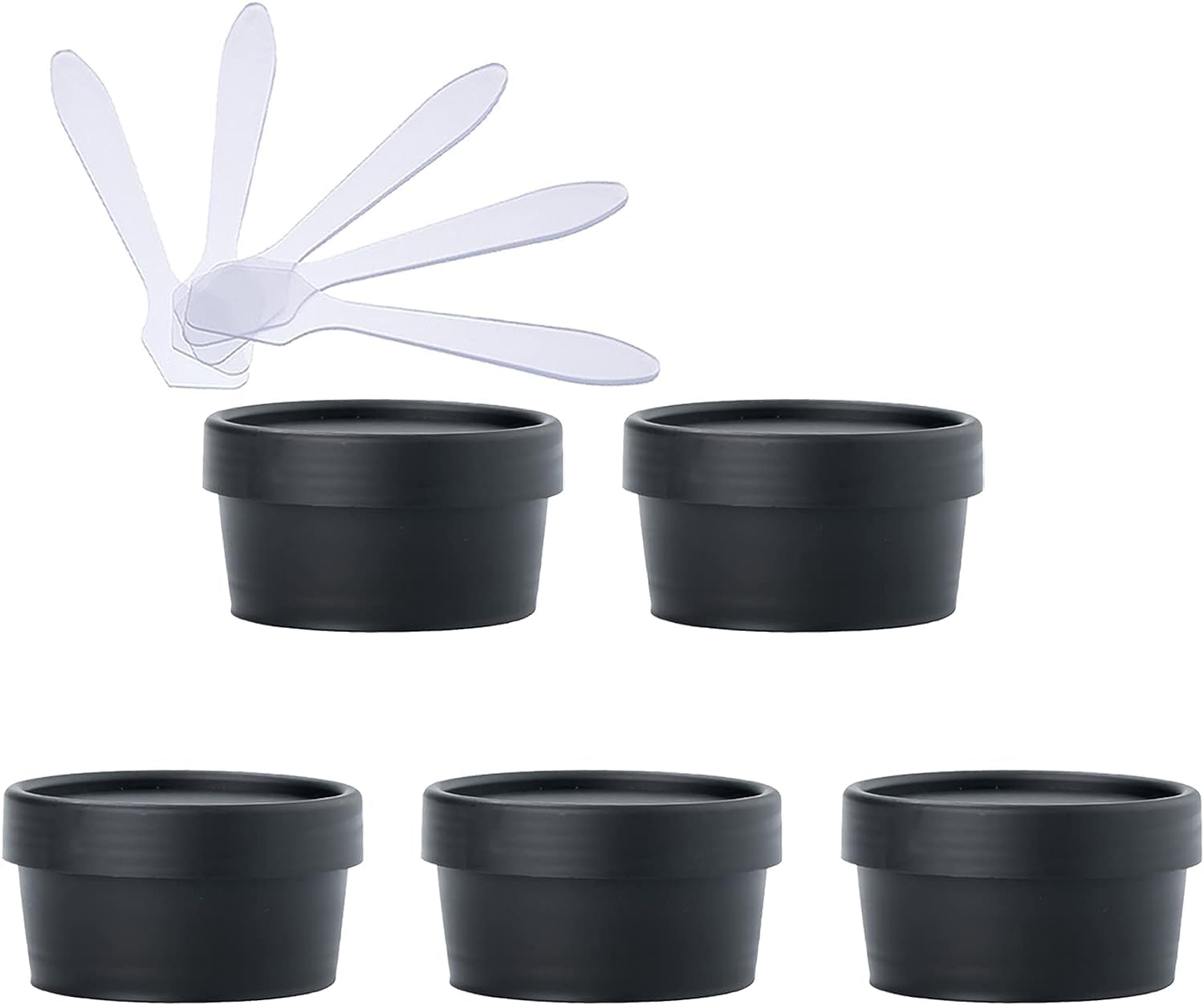 FLYIODFCXV cosmetic jar, 5 PC Plastic Storage Jars with Inner Liner for Body Hand Face Cream Lotion Gel 5X Spatula
