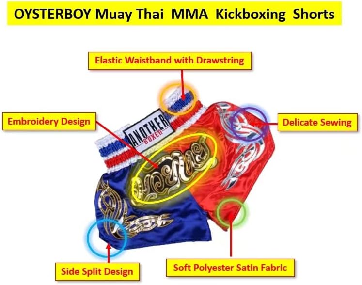 OYSTERBOY Classic Muay Thai Shorts for Men Women Boxing Kickboxing MMA BJJ Fight Clothing Training Workout Exercise Trunk - Image 4