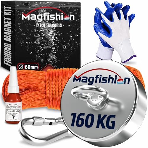 MAGFISHION Magnetfischen Set - 160 KG - Ø60mm - Neodym Magnet...