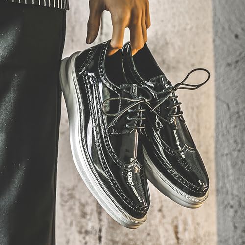 Men's Leather Wingtip Dress Sneakers Comfort Lace Up Brogue Oxfords for Casual Fashion Walking Daily Wear3