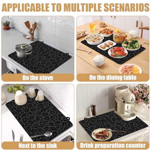 Image of Black Leopard Stove Top Covers for Electric Stove, Electric Gas Stove Pad Heat Resistant Range Cooktop Protector for Home Decor Kitchen 28 inchx20 inch