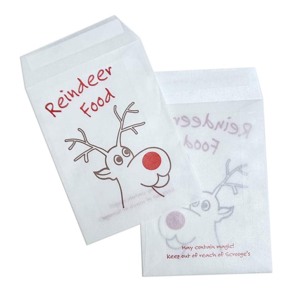Empty Magic Reindeer Food Mini Glassine Bags DIY Fill Your Own Plastic Free Paper Envelope Small Christmas Xmas Favour Pouches (Pack of 1,000)