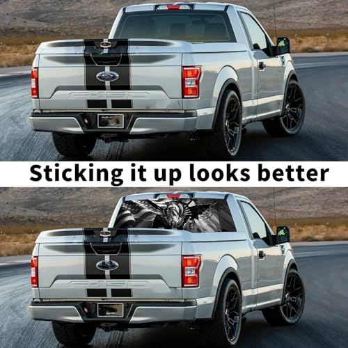 Image of Rear Window Decals for Trucks - 65x22 in Back Window Decals Fit Most Pickup Trucks SUV, Vinyl American Skull Flag Back Window Decal for Car Personalized Decoration - Skull Decal-3