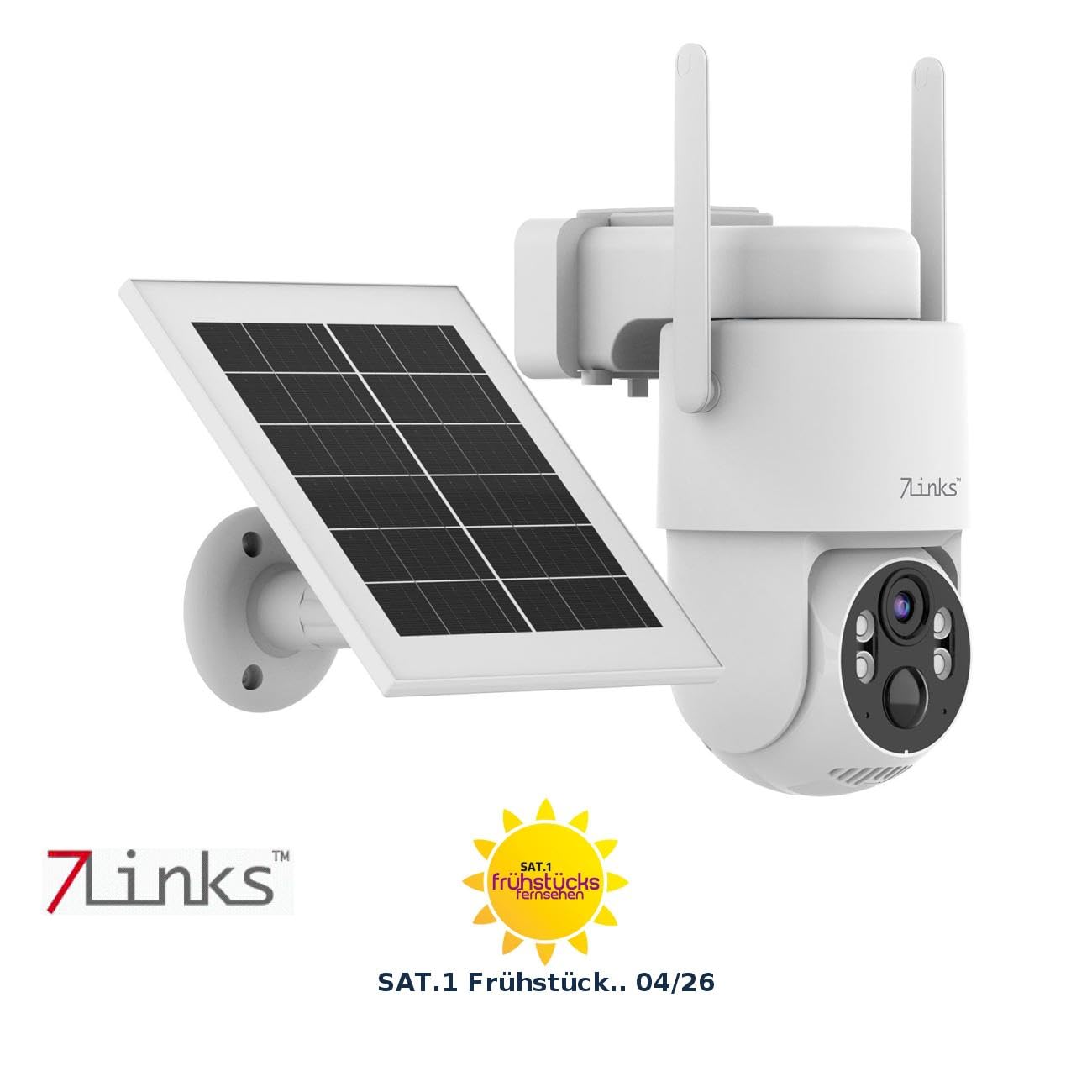 7links Überwachungskamera: 4G/LTE-Akku-Außenkamera mit eSIM & 5 Jahren Datenflat, 2K, Solarpanel (Überwachungskamera SIM, LTE Kamera eSIM, Flat)