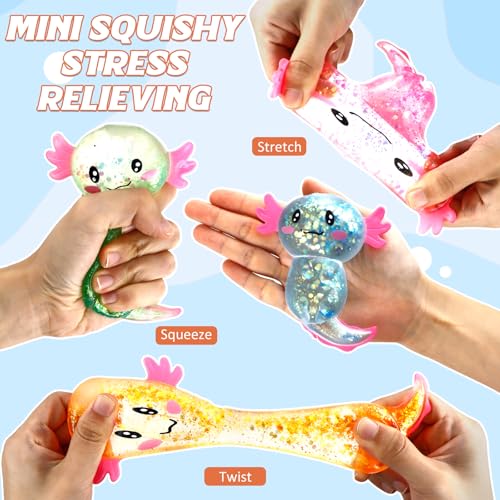 Axolotl Spielzeug 4 Stück,Axolotl Squeeze Toy, Stress Squeeze Spielzeug,Squishy Ball, Ball für Geburtstags Party,Anti Stress (Axolotl 4 Stück)