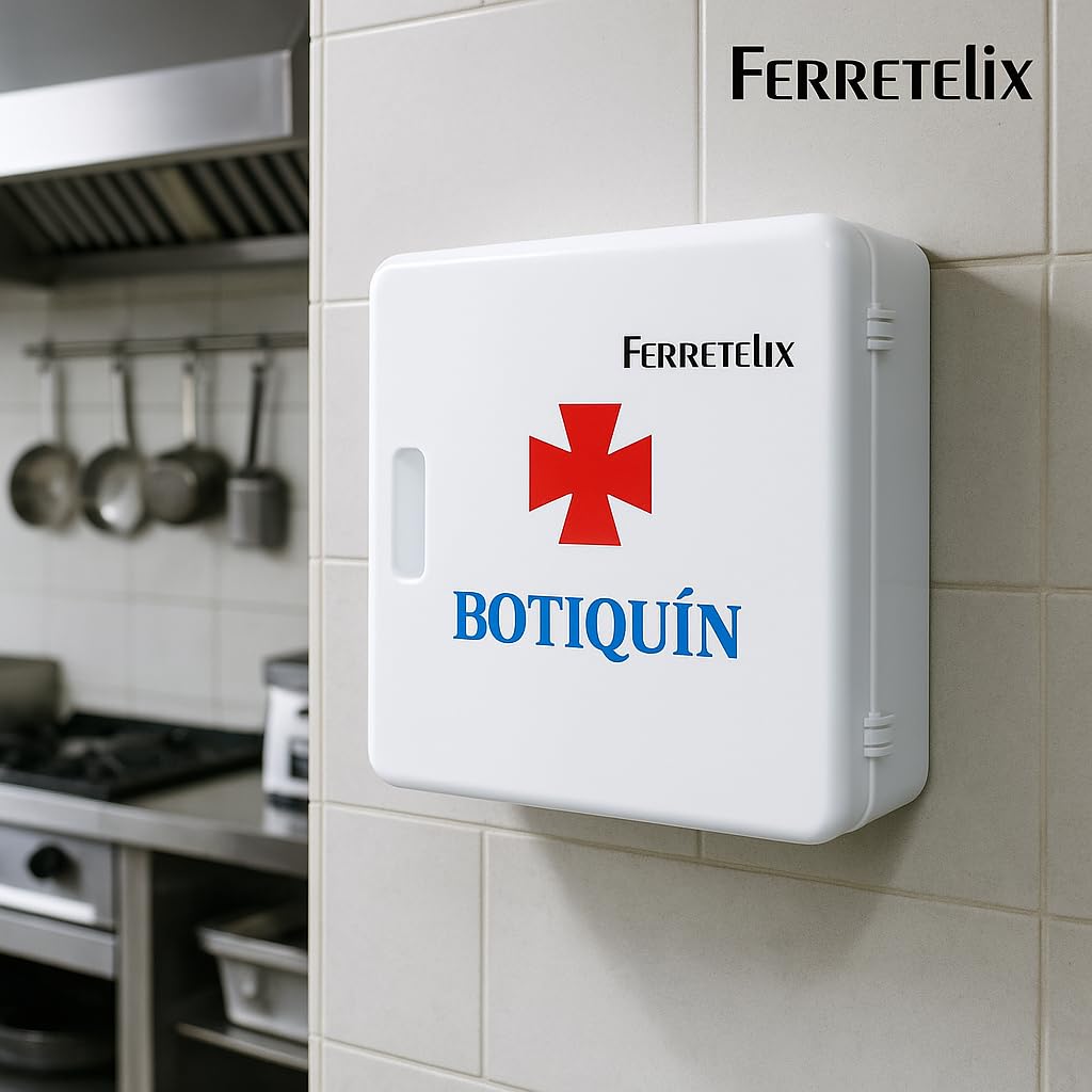 FERRETELIX® Botiquín de Primeros Auxilios Completo con Armario de Pared - Homologado – Kit de Emergencia con Material Sanitario – Hogar, Oficina, Empresa y Coche