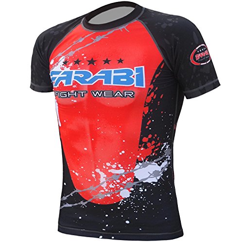 FARABI MMA Rash Guard a Compressione Top da Allenamento Body Armour BJJ (M)