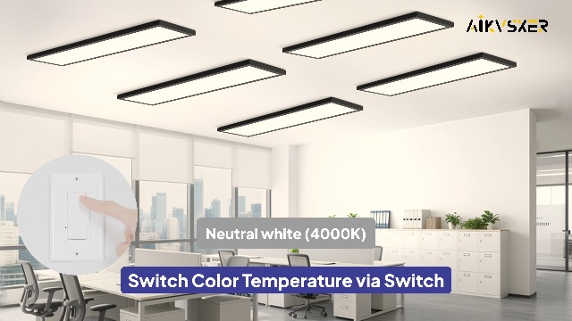 Image of AIKVSXER 1 Pack 1x4 LED Flat Panel Light Surface Mount Black, 5500LM 50W