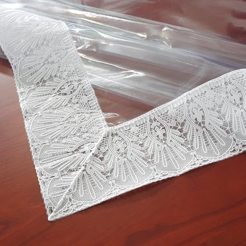 Wonderla Clear Vinyl Tablecloth, PVC Rectangle 100% Waterproof Oil Proof Clear Table Cloths Lace, Table Protector for Indoor Outdoor Holidays Party Decor. (52" x 70") by Wonderla - Image 3