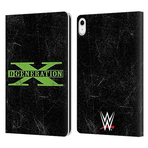 Head Case Designs Officially Licensed WWE Logo D-Generation X Leather Book Wallet Case Cover Compatible with Apple iPad 10.9 (2022)