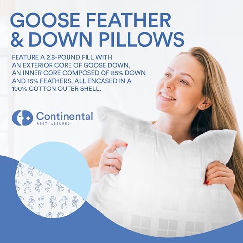 Continental Bedding Down Pillow Limited Edition Goose Down Feather Bed Pillow Thick Luxury Firm For Back & Side Sleepers Standard Size Pack Of 1 thumb #3
