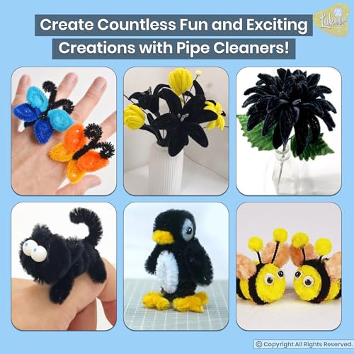 Image of Lakeer Pipe Cleaners 100 Pcs Colors Chenille Stems for DIY Crafts Decorations Creative School Projects (6 mm x 12 Inch, Black Colors)
