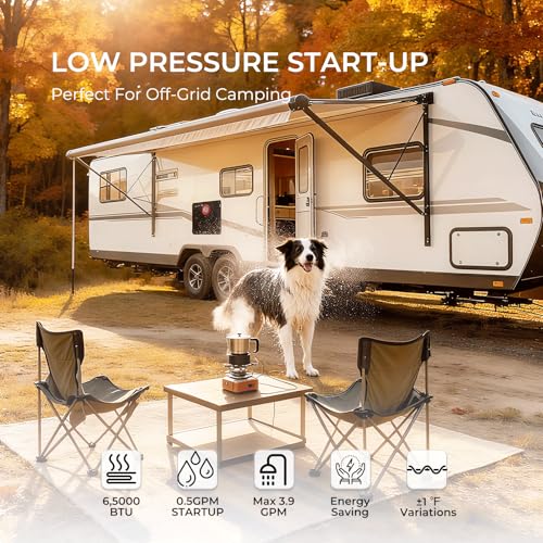Image of CAMPLUX Classic 65,000 BTU RV Tankless Water Heater, 2.64 GPM On-Demand Hot Water, High Altitude & Freeze-Proof Design (CSA /NSF Certified) with Remote Control, Ideal for Family Use