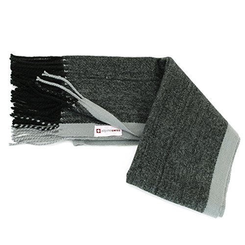 Alpine Swiss Mens Plaid Scarf Soft Winter Scarves Unisex,Gray, One Size #TOP3