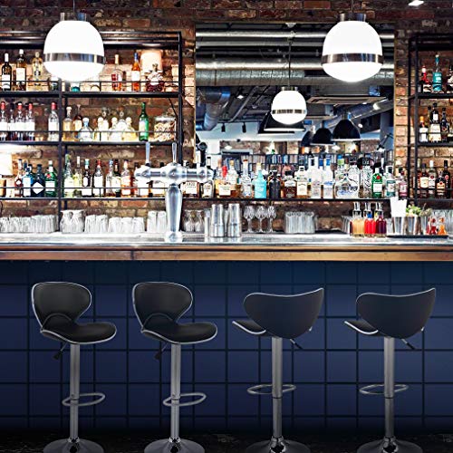 Set de 2 Butacos Bar Modernos Ajustables en Altura y Giratorios con Asiento de Cuero Sintético Negro miniatura 6