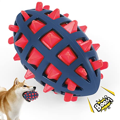 CoubonTail Dog Toy Ball, Dog Spiky Toy Ball with Squeaker, for Floating Chewing Fetching and Interactive Play (Red)