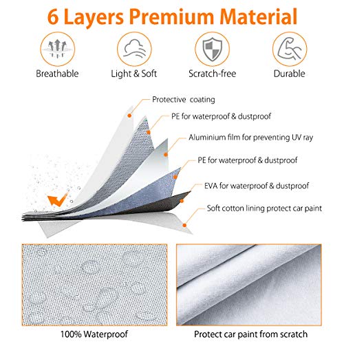 Audew 6 Layers Truck Cover, All Weather Car Cover for Pickup Truck, Snowproof Waterproof Windproof Dustproof UV Protection Universal Car Covers for Truck, Fits up to 246''