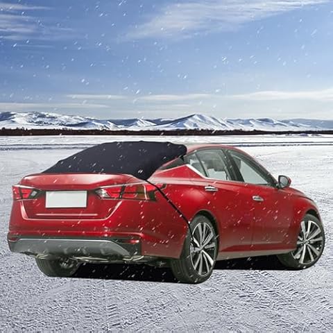 LANZMYAN Car Rear Windshield Cover for Snow and Ice,600D Waterproof Rear Windshield Protection Cover,Snow Ice Frost Guard Windshield Covers/w Hook Fits for Most Cars, SUV's,Trucks （57"x35.4"） Cover