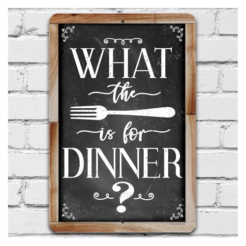 What The Fork - Kitchen Decor and Accessories - Metal Sign - Indoor/Outdoor - Vintage Rustic Kitchen Decor, Perfect Kitchen Signs Wall Decor Farmhouse, Kitchen Wall Art Decorations