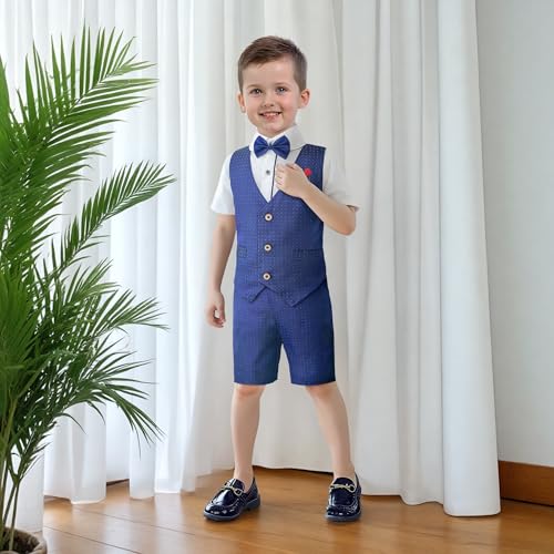 Image of Nwada Boys Suit Toddler Dress Clothes Shirt with Bow Tie, Dress Pants Sets Kids Gentleman Outfit suits