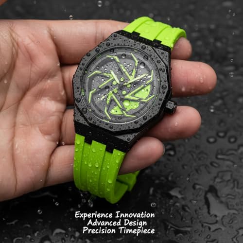 Image of IIK COLLECTION Men's Car Wheel Watch with Spinning Car Rim Hub Design with Silicon Strap|| Analog | Quartz Movement|| Water Resistant, Scratch Resistant