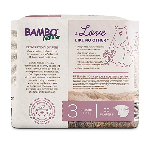 Bambo Nature Eco Friendly Premium Baby Diapers for Sensitive Skin, Size 3 (9-20 lbs), 33 Count