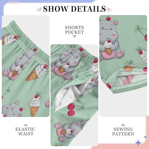 ALAZA Ice Cream Cherry Hippo Pajama Lounge Pants Long Sleep Pajama Bottoms with Pockets4
