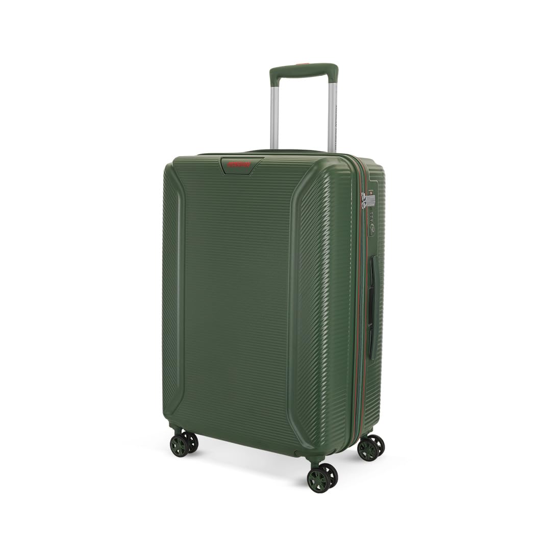American Tourister Robotech Sport | Medium Size Check-in Trolley Bag (67 cm) | 360° 8 Wheel Travel Luggage | Hard Case Polycarbonate Suitcase | Recessed TSA Lock | Dark Green