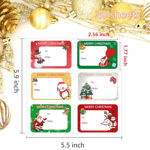 120Pack Christmas Labels Stickers 65 x 45mm Christmas Name Gift Labels - Image 3
