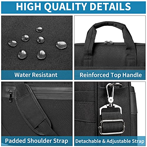 Kasqo Laptop Bag 17 15.6 Inch Water-Resistant Shockproof Computer Bag Tablet Shoulder Bag Briefcase Carrying Case With Padded Shoulder Strap Luggage Sleeve For Business Work Travel, Black #TOP2