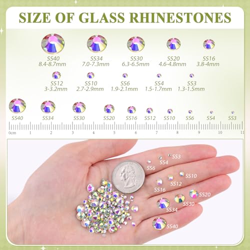 Image of 3000PCS SS20 /5mm Crystal Glass Rhinestones for Bedazzling (Crystal AB) | Flatback Rhinestones for Crafting DIY Nail Art Makeup Decoration, Gems Diomand Charms for Tumbler Shoes Clothing Mug