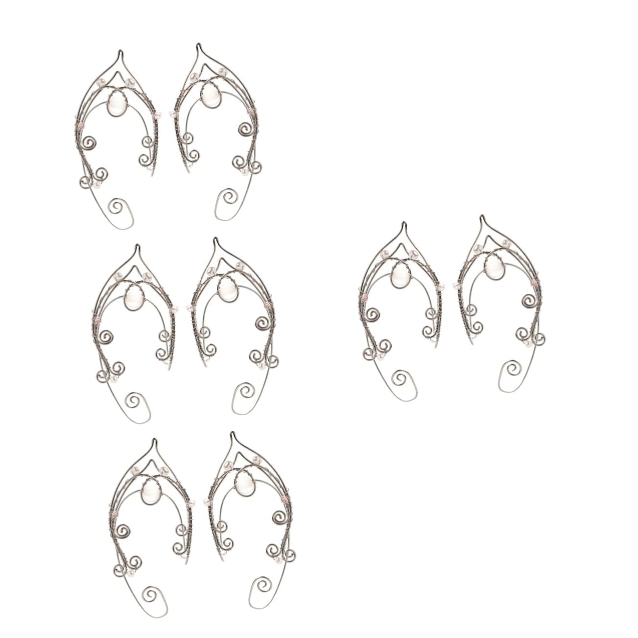 GALPADA 4pares Pendientes No Perforantes De Moda Para Mujer Ear Cuffs De Perlas Joyas De Para Bodas y De Accesorios Elegantes