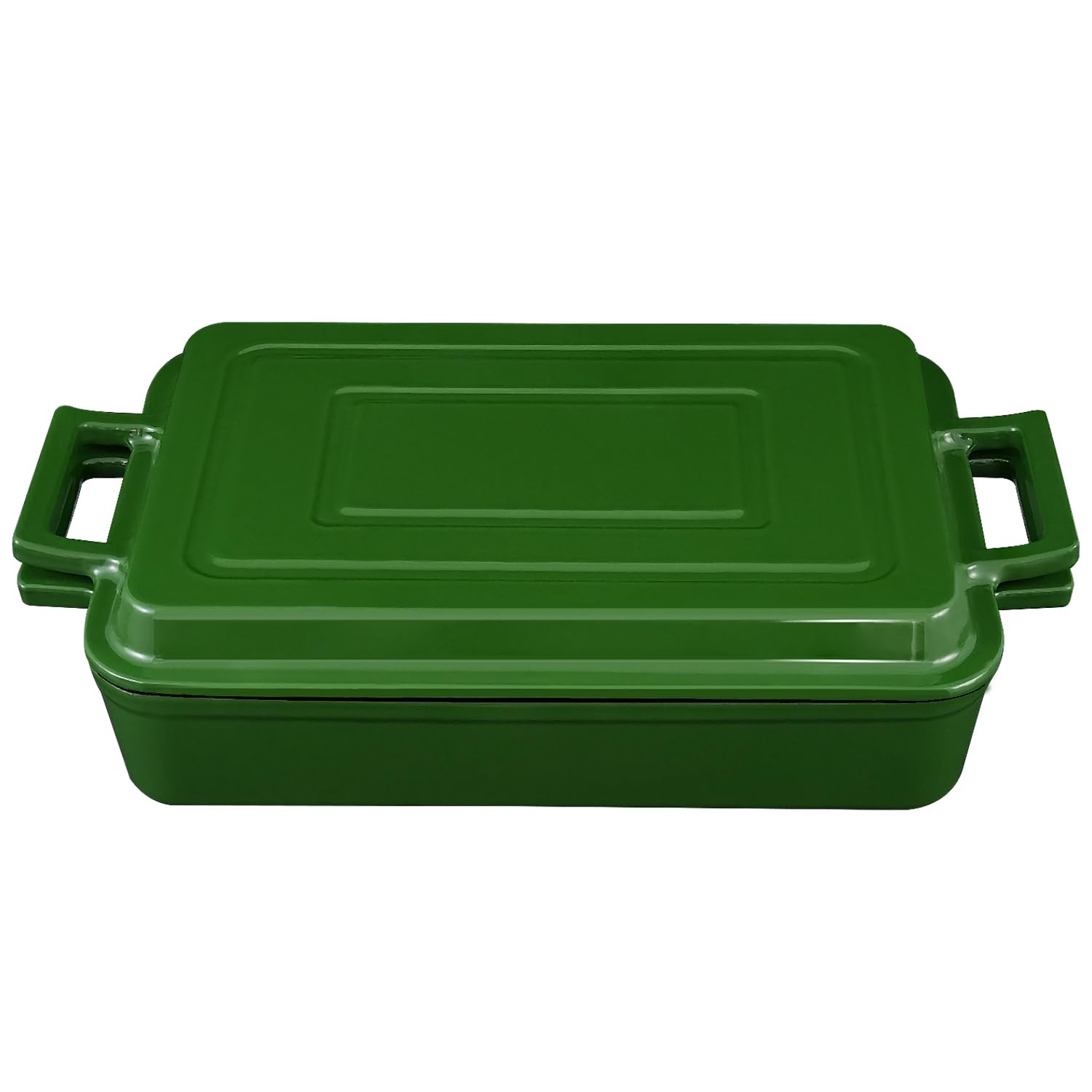 Flavehc Casseruola per forno Teglia da forno in ghisa con coperchio per padella 22,9 x 33,3 cm, padella per lasagne 2-in-1 Set di pentole in ghisa
