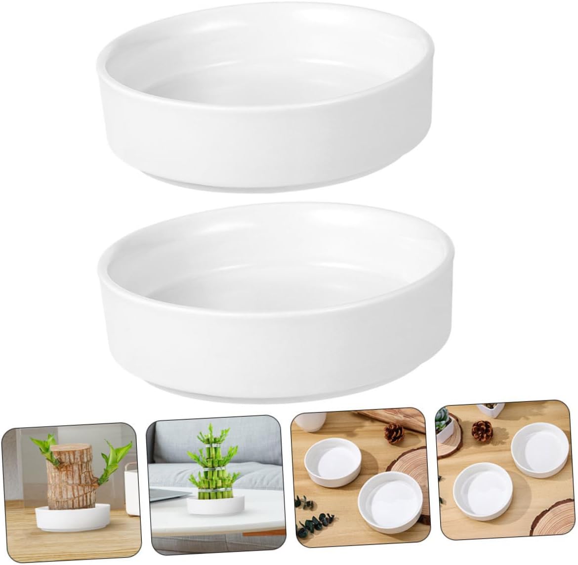 Milisten 8pcs Ceramic Plant Saucers Durable Round Trays for Indoor Plants Drip Trays to Keep Floors Clean Multi-use Design for Flower Pots for Home Gardening