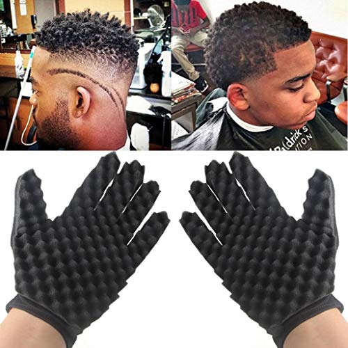 XEDUO 2PC Curl Hair Sponge Gloves for Barbers Wave Twist Brush Gloves Styling Tool For Curly Hair Styling Care Dreads Afro Deva Locs Twist Dreadlocks Coil (Black)