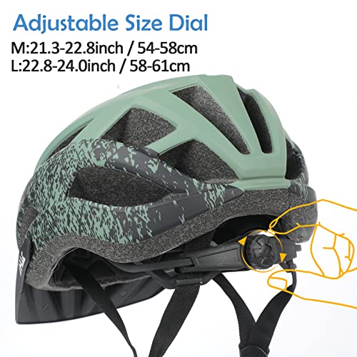 Adult Road Bike Helmet, Men Women Adjustable Mountain Bicycle Helmet With Detachable Visor, 2 Sizes For Youth, Adult (Green L) #TOP1